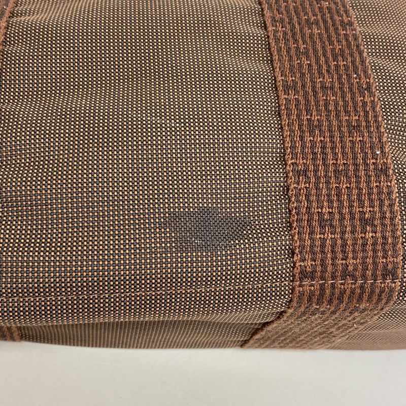 Hermes Tote Bag Her Line MM Canvas Brown Silver Hardware Men Women Unisex