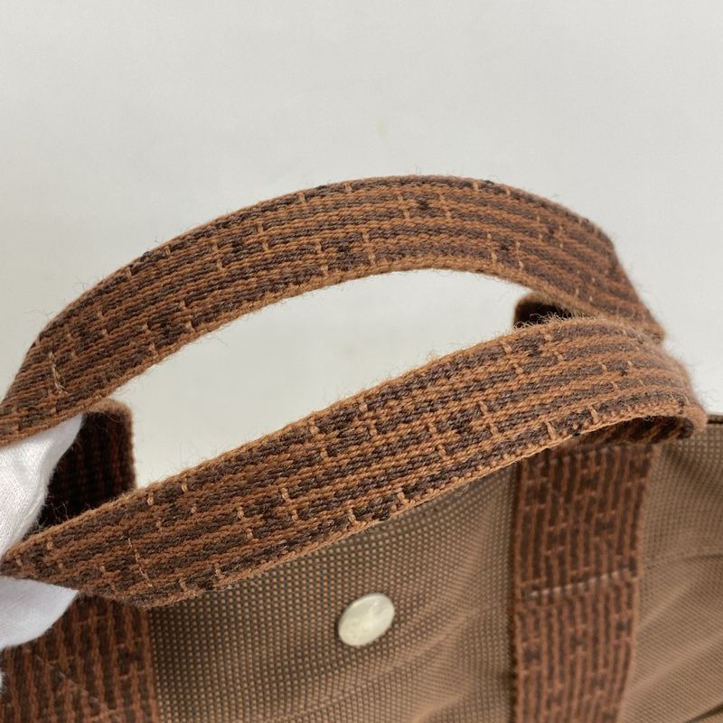 Hermes Tote Bag Her Line MM Canvas Brown Silver Hardware Men Women Unisex