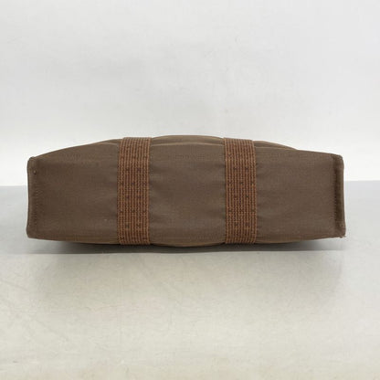 Hermes Tote Bag Her Line MM Canvas Brown Silver Hardware Men Women Unisex