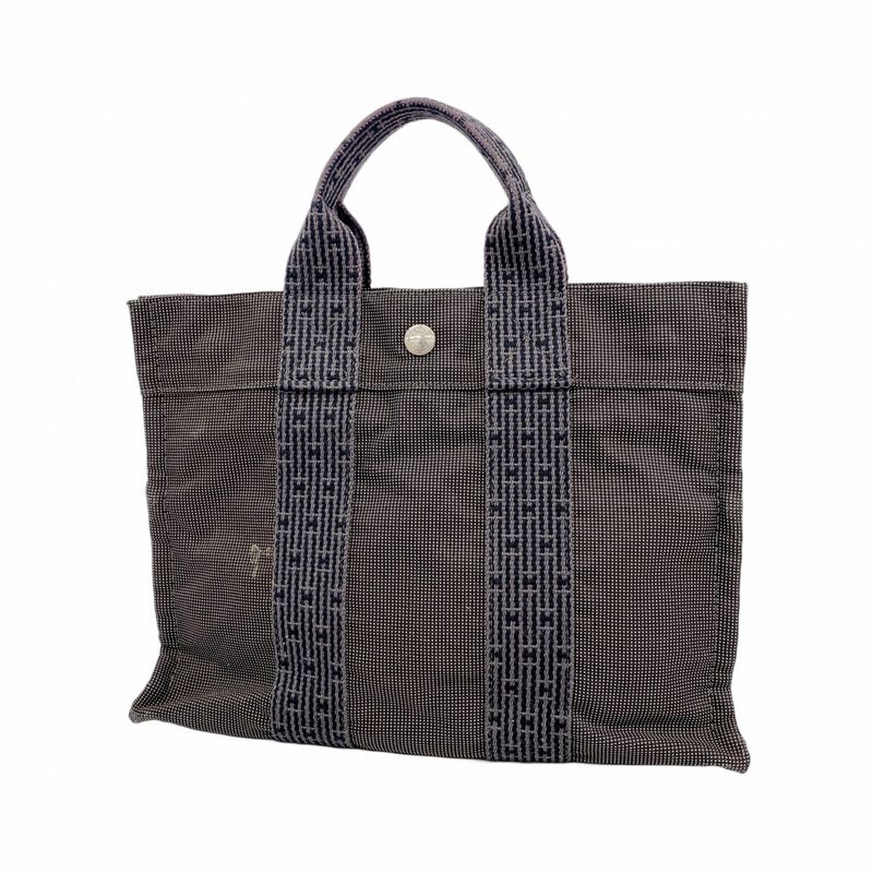 Hermes Handbag Her Line PM Canvas Gray Silver Hardware Women