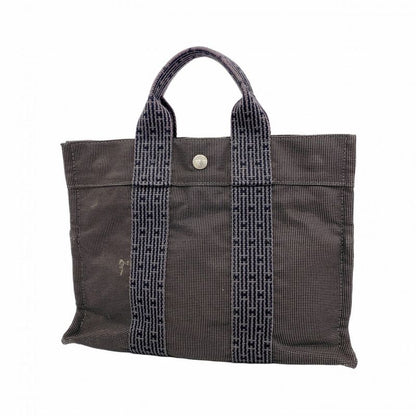 Hermes Handbag Her Line PM Canvas Gray Silver Hardware Women