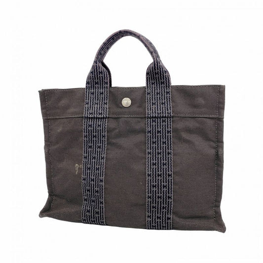Hermes Handbag Her Line PM Canvas Gray Silver Hardware Women