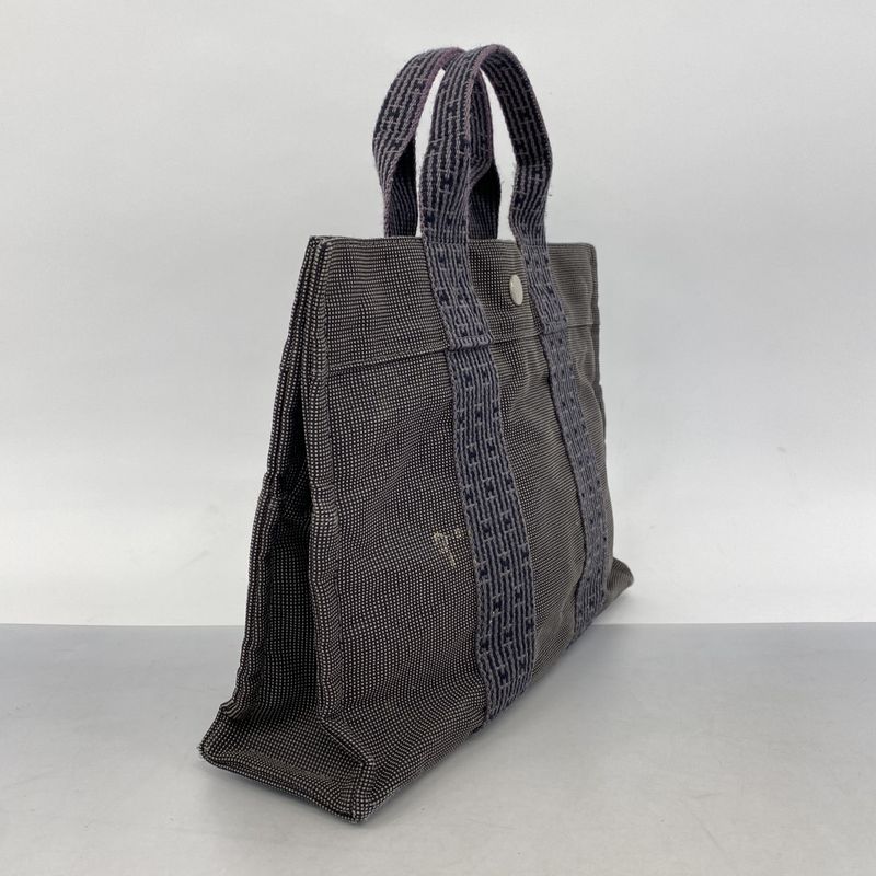 Hermes Handbag Her Line PM Canvas Gray Silver Hardware Women