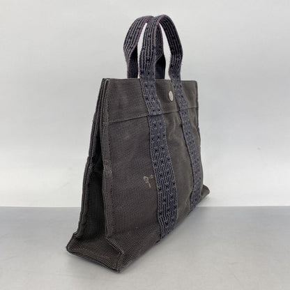 Hermes Handbag Her Line PM Canvas Gray Silver Hardware Women