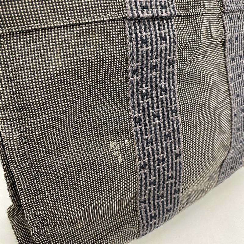 Hermes Handbag Her Line PM Canvas Gray Silver Hardware Women
