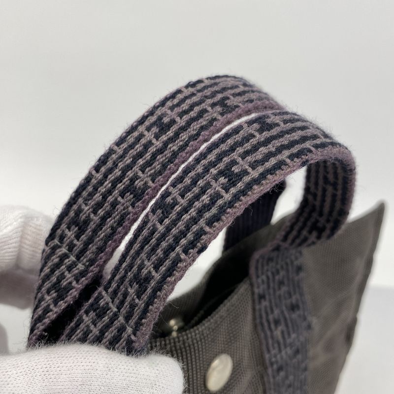 Hermes Handbag Her Line PM Canvas Gray Silver Hardware Women