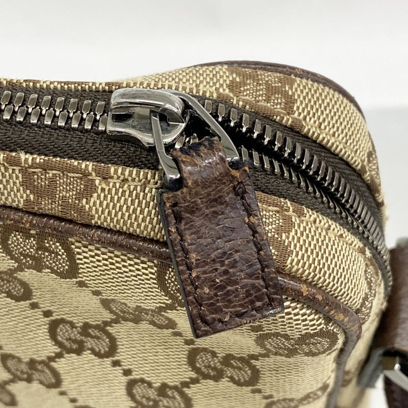 Gucci Shoulder Bag GG Canvas 122760 Canvas Brown Silver Hardware Women