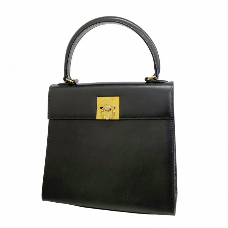 Celine Handbag Leather Black Gold Hardware Women