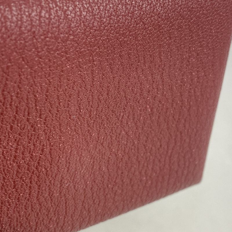 Hermes Card Case Calvi Duo Chevre Bordeaux Silver Hardware K Engraved Ladies