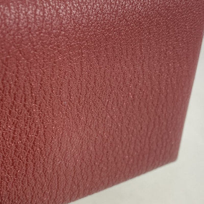 Hermes Card Case Calvi Duo Chevre Bordeaux Silver Hardware K Engraved Ladies