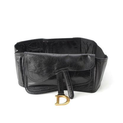 Christian Dior Leather Saddle Belt Body Bag Black