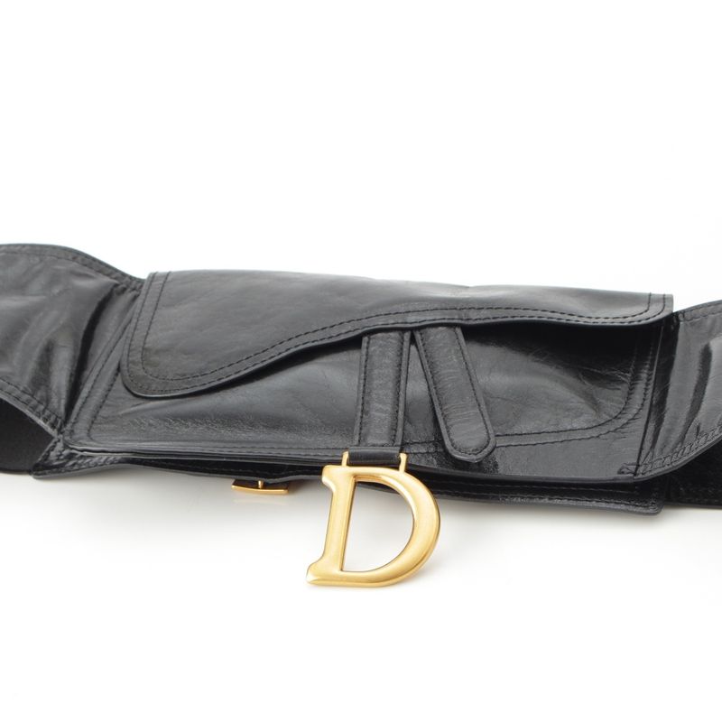 Christian Dior Leather Saddle Belt Body Bag Black