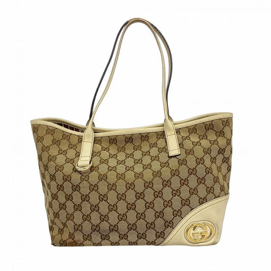 Gucci Tote Bag GG Canvas Interlocking G 169946 Canvas Brown Gold Hardware Women