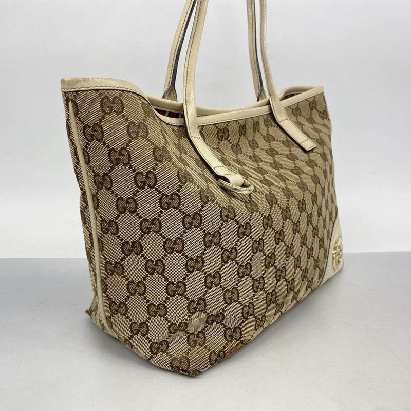 Gucci Tote Bag GG Canvas Interlocking G 169946 Canvas Brown Gold Hardware Women