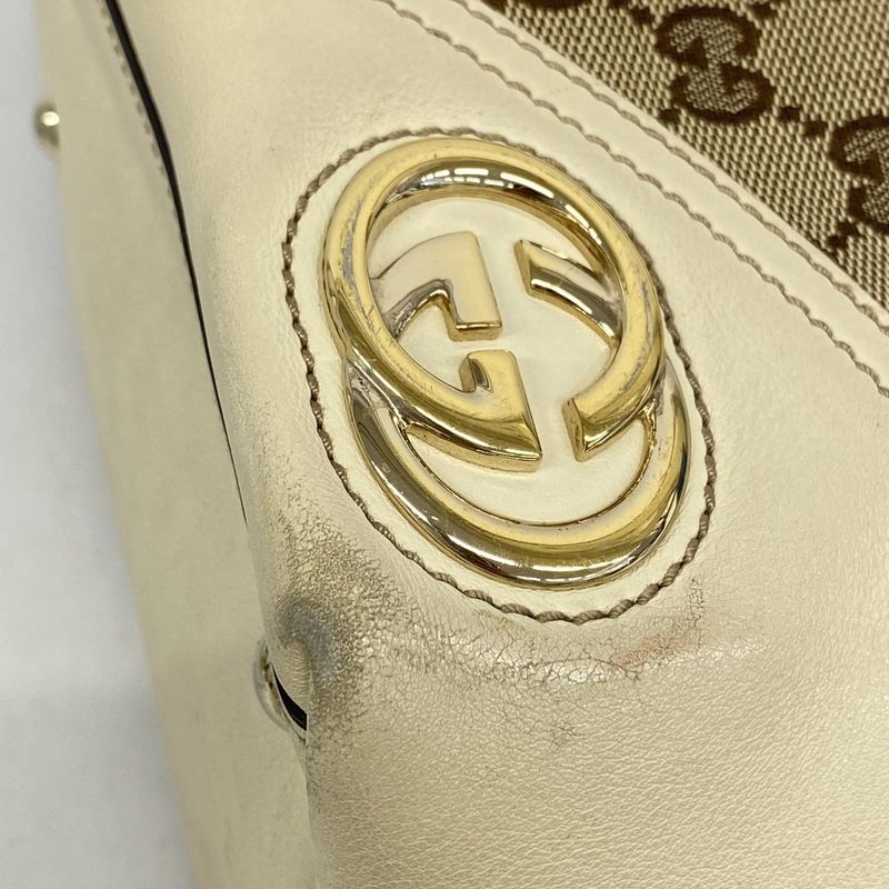 Gucci Tote Bag GG Canvas Interlocking G 169946 Canvas Brown Gold Hardware Women