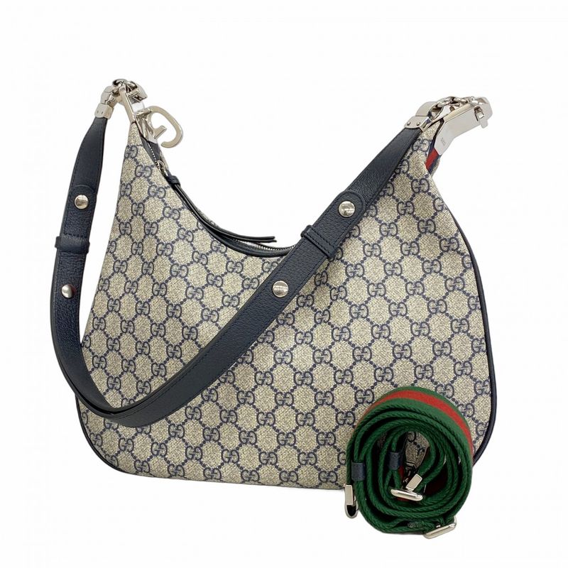 Gucci Shoulder Bag GG Supreme/sherry Line 702823 PVC Navy Silver Hardware Women