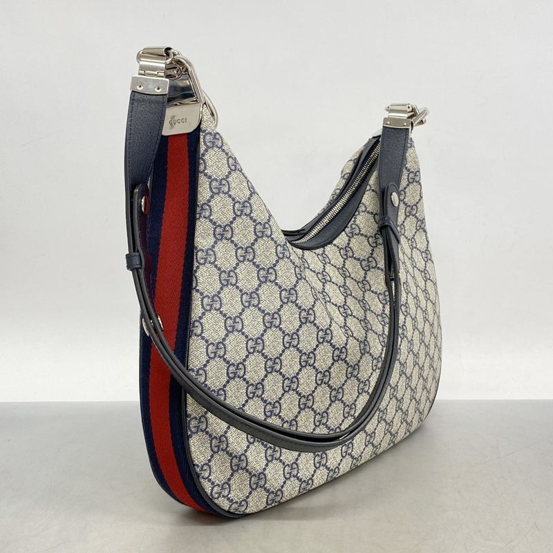 Gucci Shoulder Bag GG Supreme/sherry Line 702823 PVC Navy Silver Hardware Women