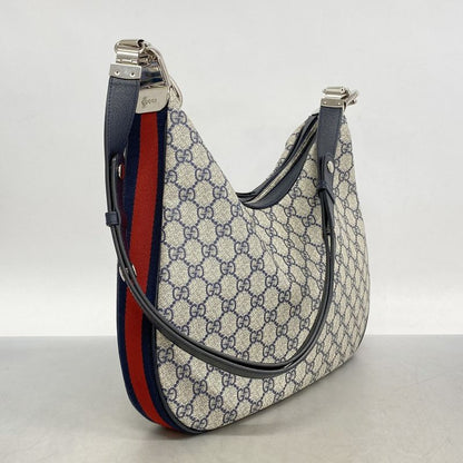 Gucci Shoulder Bag GG Supreme/sherry Line 702823 PVC Navy Silver Hardware Women