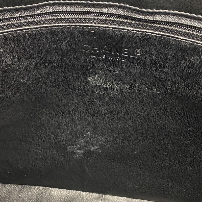 Chanel Tote Bag Chocobar Patent Leather Black Silver Hardware Women