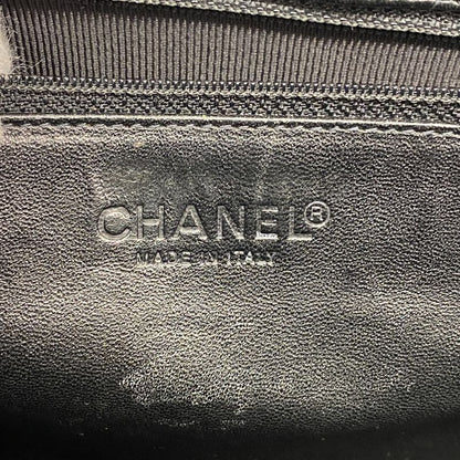 Chanel Tote Bag Chocobar Patent Leather Black Silver Hardware Women