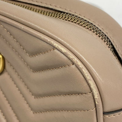 Gucci Shoulder Bag GG Marmont 447632 Leather Pink Beige Gold Hardware Women