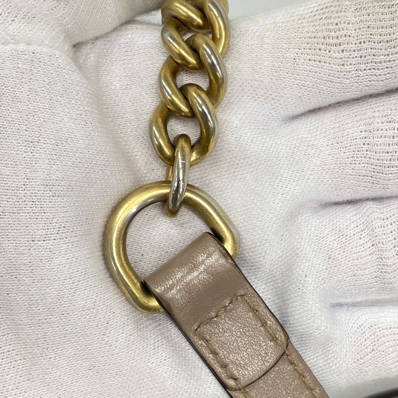 Gucci Shoulder Bag GG Marmont 447632 Leather Pink Beige Gold Hardware Women