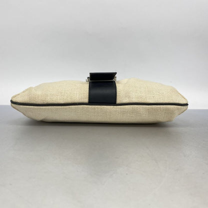 Gucci Shoulder Bag 001 4035 Canvas Leather Ivory Black Silver Hardware Women's