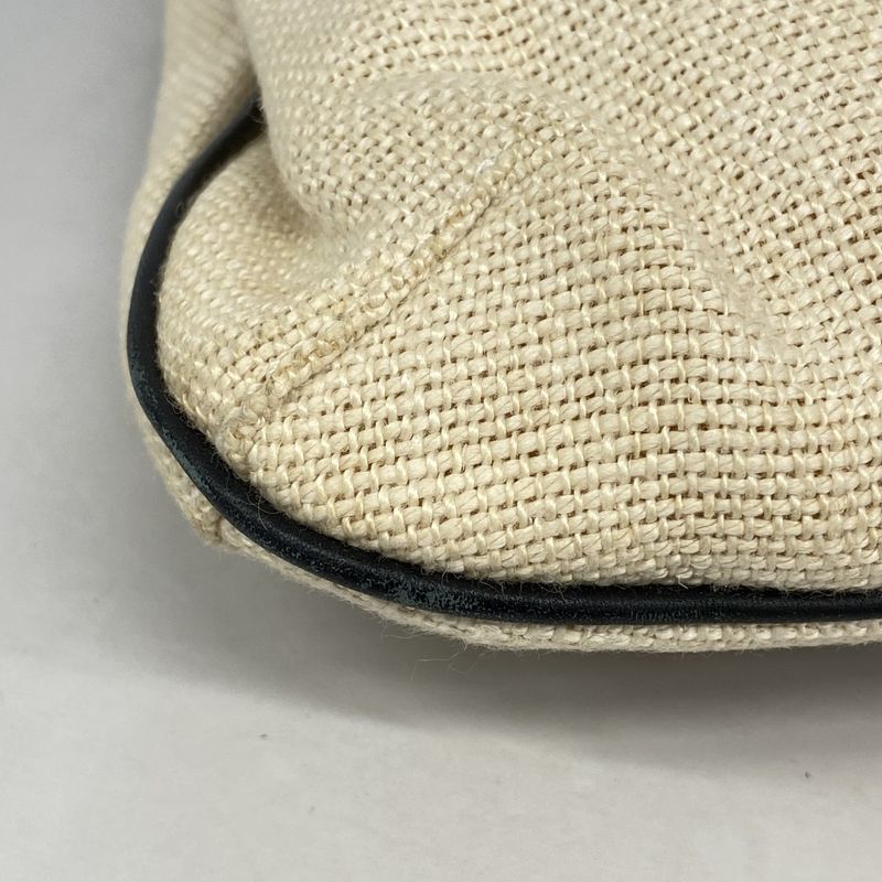 Gucci Shoulder Bag 001 4035 Canvas Leather Ivory Black Silver Hardware Women's