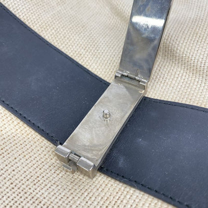 Gucci Shoulder Bag 001 4035 Canvas Leather Ivory Black Silver Hardware Women's