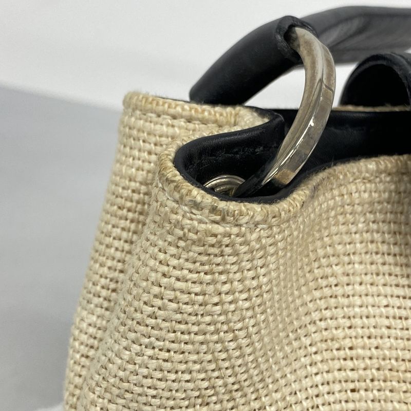 Gucci Shoulder Bag 001 4035 Canvas Leather Ivory Black Silver Hardware Women's