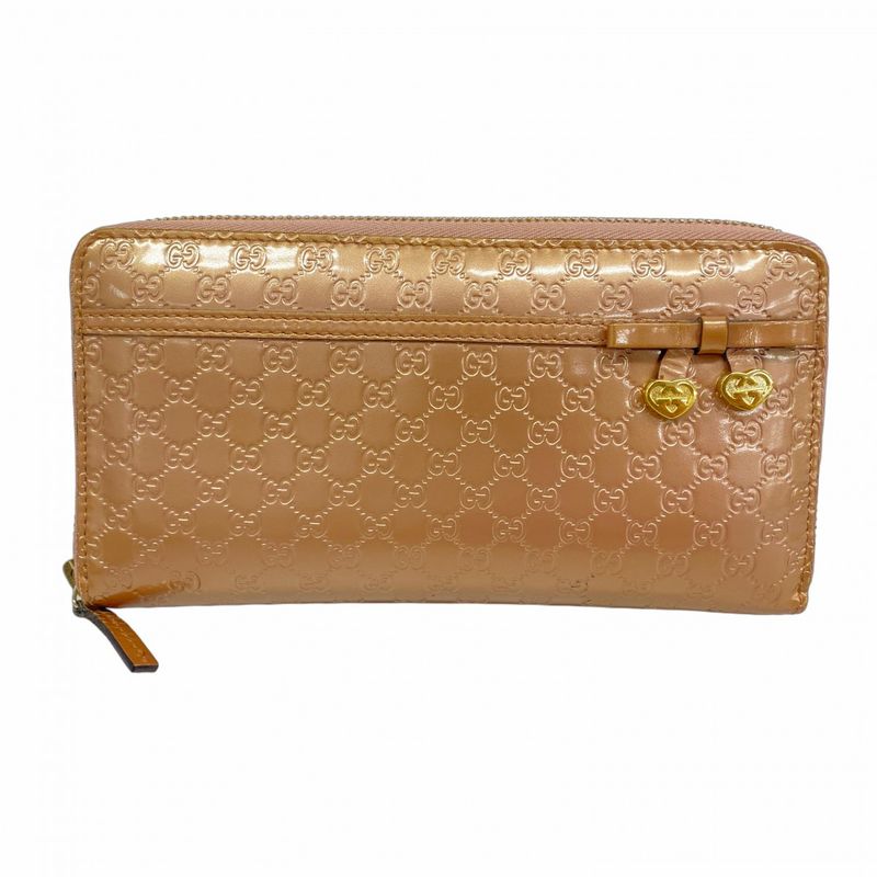 Gucci Long Wallet Micro Guccissima 258406 Enamel Pink Chien Pan Gold Hardware