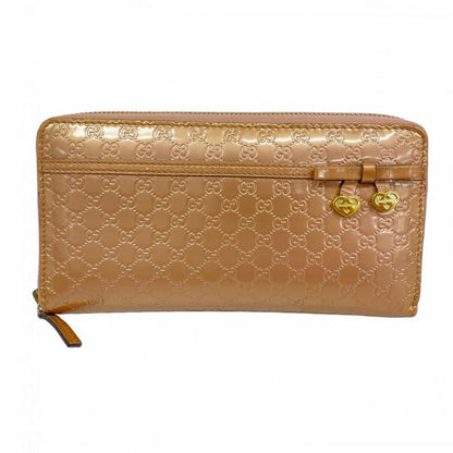 Gucci Long Wallet Micro Guccissima 258406 Enamel Pink Chien Pan Gold Hardware
