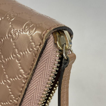 Gucci Long Wallet Micro Guccissima 258406 Enamel Pink Chien Pan Gold Hardware