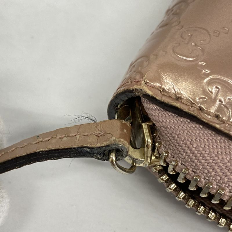 Gucci Long Wallet Micro Guccissima 258406 Enamel Pink Chien Pan Gold Hardware