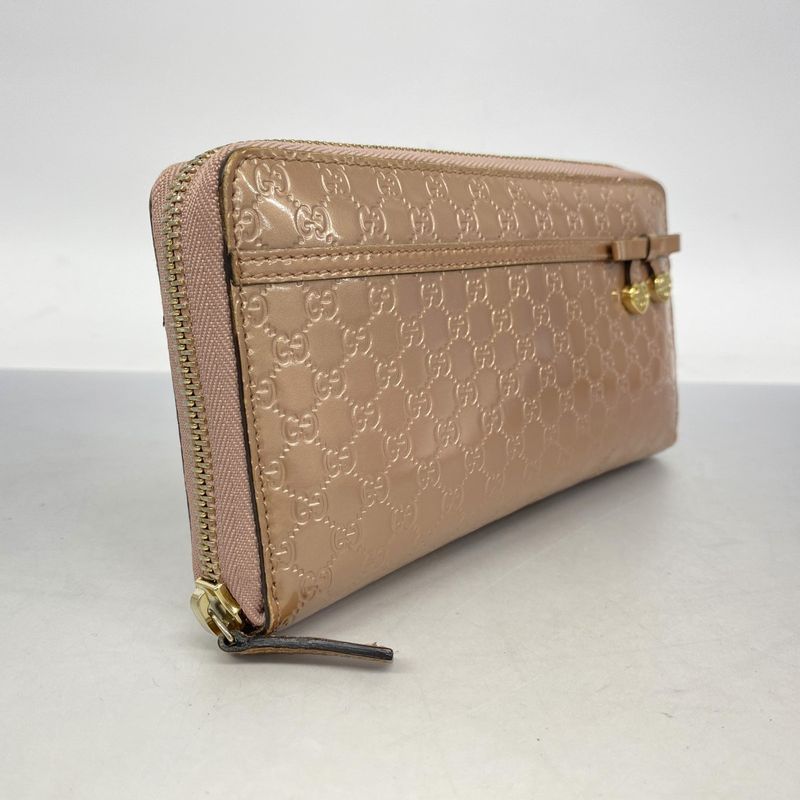 Gucci Long Wallet Micro Guccissima 258406 Enamel Pink Chien Pan Gold Hardware
