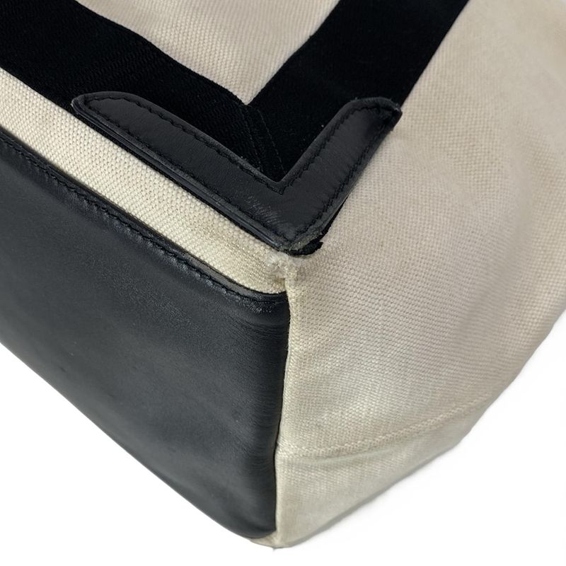 Balenciaga Tote Bag Navy Medium Cabas Su 581292 Ivory And Black Leather