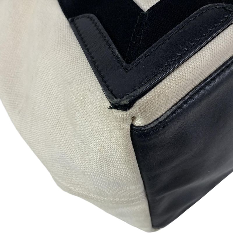 Balenciaga Tote Bag Navy Medium Cabas Su 581292 Ivory And Black Leather