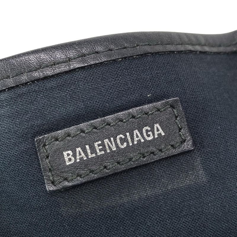 Balenciaga Tote Bag Navy Medium Cabas Su 581292 Ivory And Black Leather