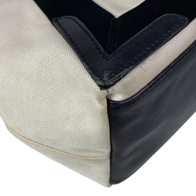 Balenciaga Tote Bag Navy Medium Cabas Su 581292 Ivory And Black Leather