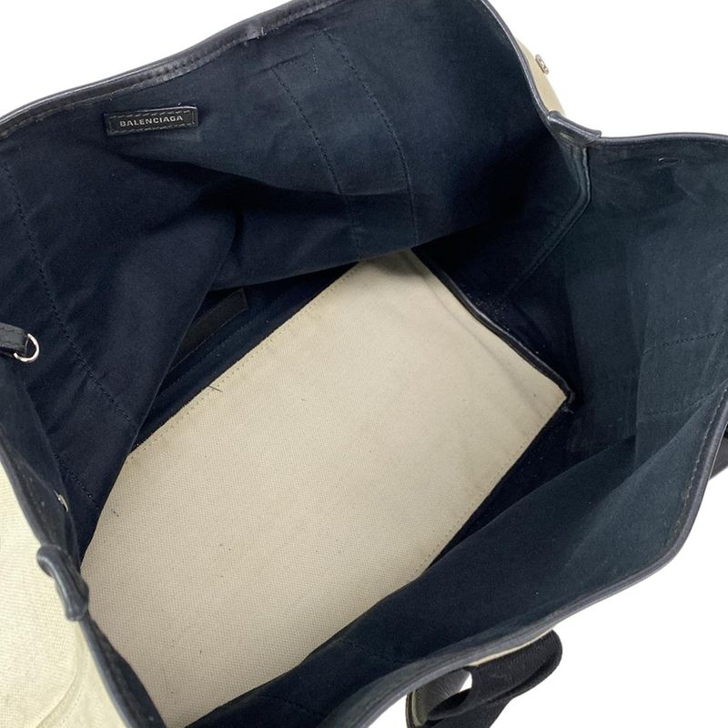 Balenciaga Tote Bag Navy Medium Cabas Su 581292 Ivory And Black Leather