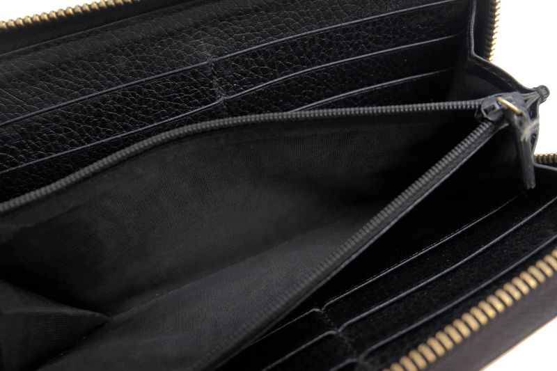 Gucci Long Wallet Men Leather Genuine Leather Black 449347 Original Leather