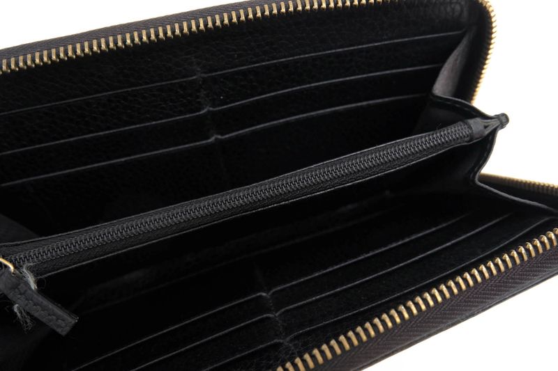 Gucci Long Wallet Men Leather Genuine Leather Black 449347 Original Leather