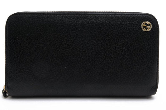 Gucci Long Wallet Men Leather Genuine Leather Black 449347 Original Leather