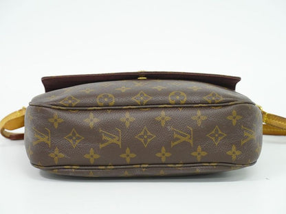 Authentic Louis Vuitton LV Mabillon Monogram Shoulder Bag Pochette Brown M41679