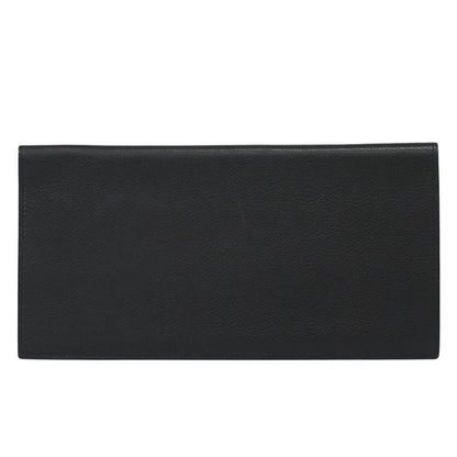 Genuine Hermes Leather Long Wallet Long Wallet Bills □H Mark 2004 Black Wallet