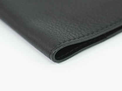 Genuine Hermes Leather Long Wallet Long Wallet Bills □H Mark 2004 Black Wallet