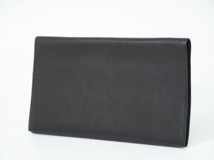 Genuine Hermes Leather Long Wallet Long Wallet Bills □H Mark 2004 Black Wallet