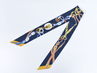 Authentic Hermes Brides De Gala Brides De Gala Twirly Scarf Bandana Silk Navy