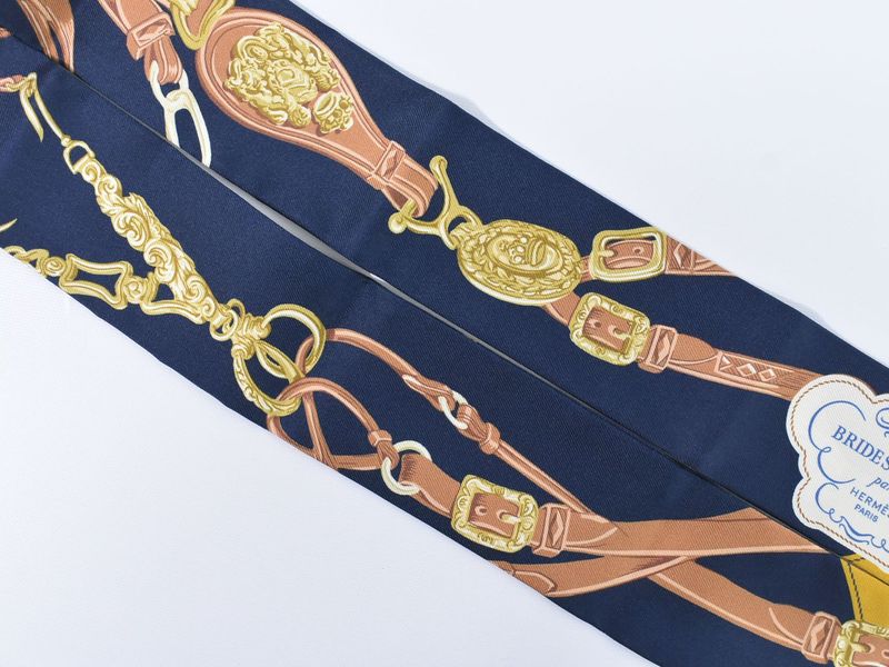 Authentic Hermes Brides De Gala Brides De Gala Twirly Scarf Bandana Silk Navy