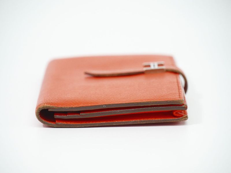 Authentic Hermes Bearn Soufflet Vaux Epsonleather Long Wallet Long Wallet T